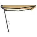 vidaXL Samostatne stojaca manuálna markíza 450x300 cm žlto-biela