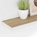 vidaXL Plávajúce nástenné police 2 ks dub a biele 120x23,5x3,8 cm MDF