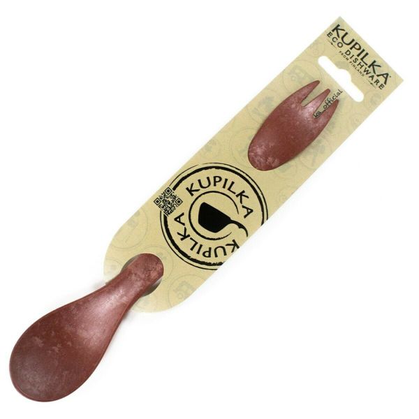 Kupilka S03K Spork Red vidlička + lyžička 22,5 cm, červená