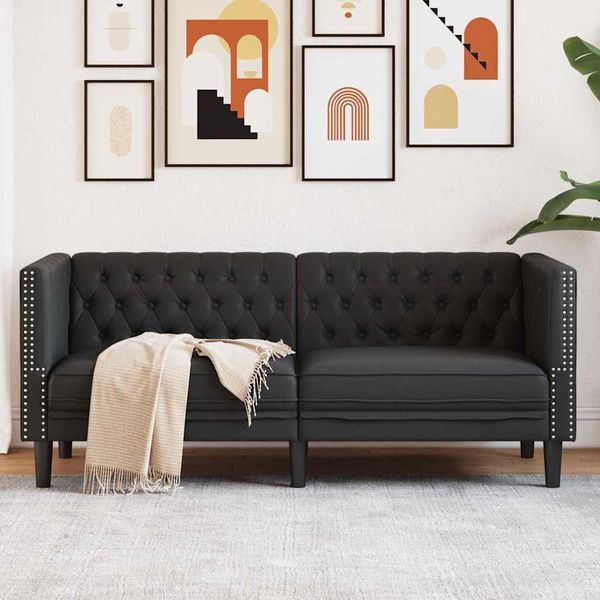 vidaXL Pohovka Čierna 174 x 74,5 x 70,5 cm PVC
