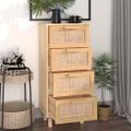 vidaXL Komoda hnedá 40x30x90 cm masívna borovica a prírodný ratan