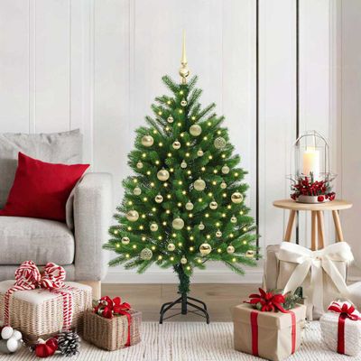 vidaXL Vianočný stromček s 150 LED-i so stojanom Zelená 120 cm PE
