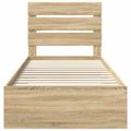 vidaXL Rám postele Sonoma dub a striebro 75 x 190 cm Kompozitné drevo