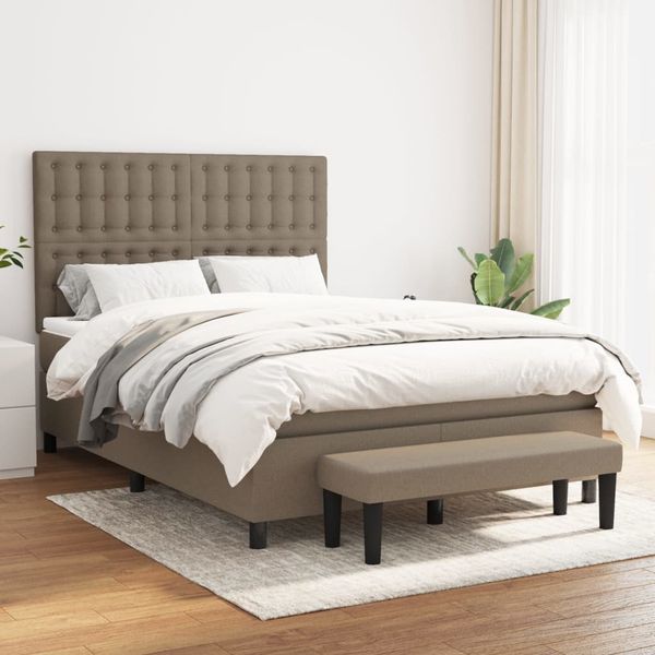 vidaXL Boxspring posteľ s matracom sivohnedý 140x190 cm látka