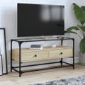 vidaXL TV skrinka sklenená doska dub sonoma 98x35x51 cm kompoz. drevo
