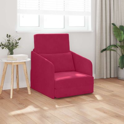 vidaXL Rozkladacia posteľ Víno červené 65 x 80 x 83 cm Zamat