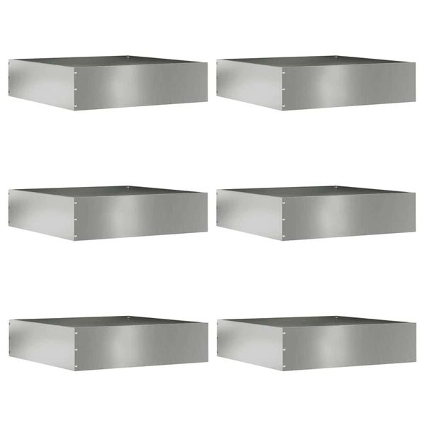 vidaXL Obrubník trávnika 6 pcs Strieborná 50 x 50 x 13 cm