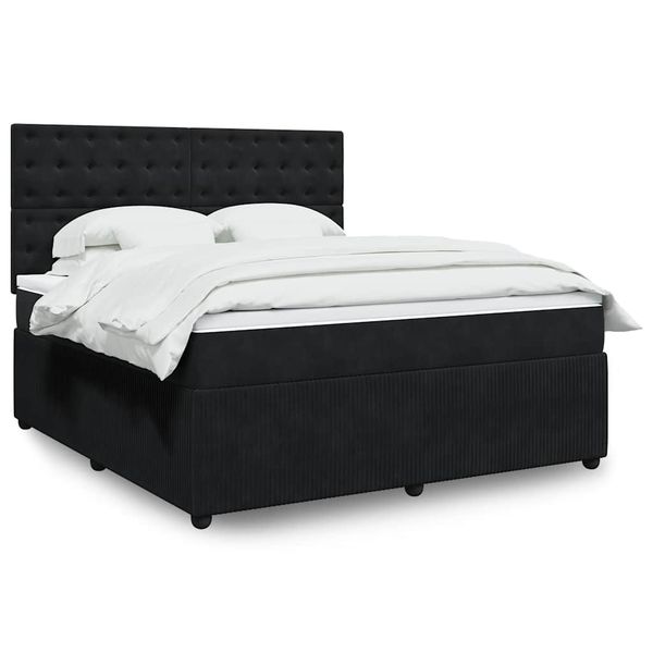 vidaXL Posteľný rám boxspring s matracom čierny 180x200 cm zamat