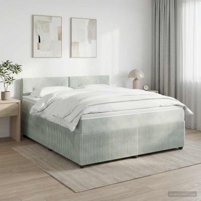 vidaXL Posteľ boxspring s matracom Svetlosivá 140 x 200 cm Zamat