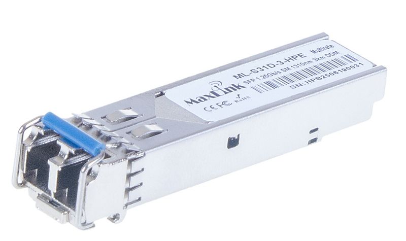 MaxLink 1.25G SFP optický modul HP, SM, 1310nm, 3km, 2x LC konektor, DDM, HPE kompatibilný