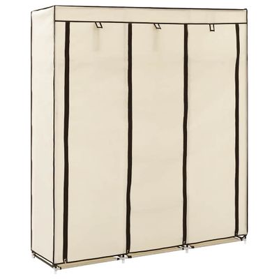 vidaXL Šatník s priehradkami a tyčami krémový látkový 150x45x175 cm