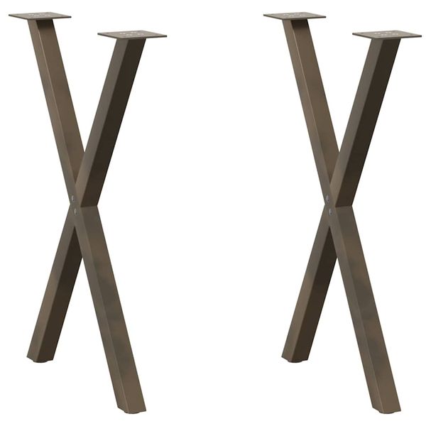 vidaXL Nohy k jedálenskému stolu v tvare X, 2 ks, prírodná oceľ, 50 x (72-73) cm, oceľ