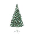 vidaXL Umelý vianočný stromček s 300 LED-i Zelená 210 cm PVC a oceľ