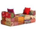 vidaXL 3-miestna modulárna taburetka, patchwork, látka