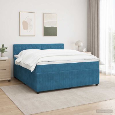 vidaXL Posteľ boxspring s matracom Modrá 140 x 200 cm Zamat