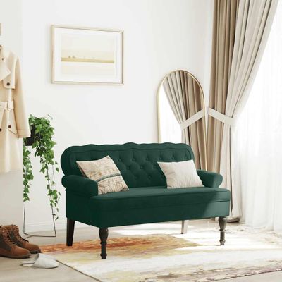 vidaXL Lavička s operadlom tmavozelená 119,5x64,5x75 cm zamat