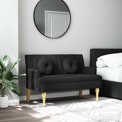 vidaXL Lavička s vankúšmi čierna 113x64,5x75,5 cm látka