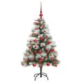 vidaXL Umelý vianočný stromček Zelená a biela 120 cm PVC, kov a plast