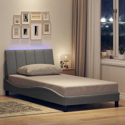 vidaXL Rám postele bez matraca Hanko bledosivý 100x200 cm látka