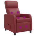 vidaXL Masážne relaxačné kreslo Víno červené Umelá koža