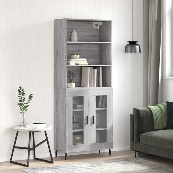 vidaXL Vysoká skrinka sivý dub sonoma 69,5x34x180 cm spracované drevo