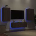 vidaXL 3-dielne TV nástenné skrinky s LED svetlami hnedý dub