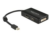 Adaptér DisplayPort - Mini DisplayPort (M) do DVI-D, HDMI, DisplayPort (F) - 16 cm - čierna