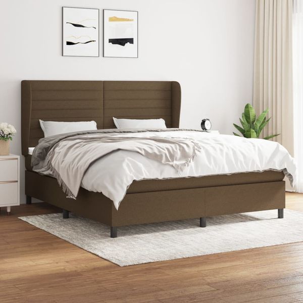 vidaXL Boxspring posteľ s matracom tmavohnedá 180x200 cm látka