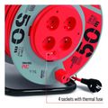 Prodlužovací kabel EMOS P19450P na bubne 50 m / 4 zásuvky / červený / PVC / 230 V / 1,5 mm2