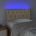vidaXL Čelo postele s LED krémové 80x7x78/88 cm látka