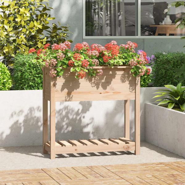 vidaXL Kvetináč s policou 82,5x34,5x81 cm masívna borovica