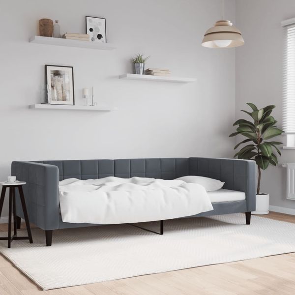 vidaXL Denná posteľ tmavosivá 100x200 cm zamat