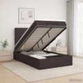 vidaXL Ottoman posteľ s matracom a LED Tmavohnedá 120 x 190 cm Látka