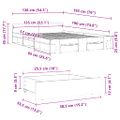vidaXL Posteľný rám so zásuvkami dymový dub 135x190cm kompozitné drevo