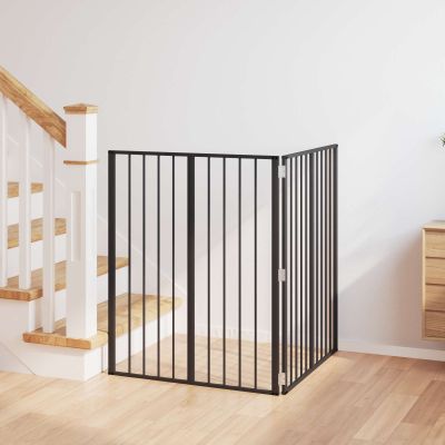 vidaXL Psia brána 2 pcs Čierny 80 x 100 cm Pozinkovaná oceľ