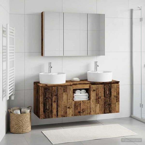 vidaXL Set kabinetov do kúpeľne 4 pcs Staré drevo Kompozitné drevo