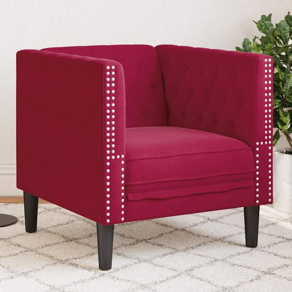 vidaXL Pohovka Chesterfield vínovo-červená zamat