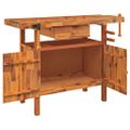 vidaXL Pracovný stôl so zásuvkou a zverákom 124x52x83 cm masívne drevo akácia
