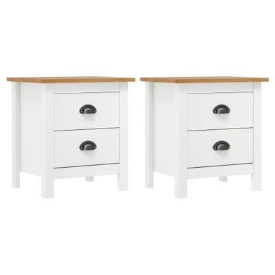 vidaXL Nočné stolíky Hill 2 ks, biele 46x35x49,5 cm, borovicový masív