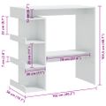 vidaXL Barový stôl s úložným regálom vysoký lesk biely 100x50x101,5 cm