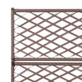 vidaXL Vyvýšený záhon+mriežka, 3 nádoby 83x30x130 cm, polyratan, hnedý