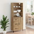 vidaXL Highboard Remeselný dub 69,5 x 34 x 180 cm Kompozitné drevo
