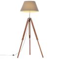 vidaXL Lampa na statíve medovo-hnedá a sivá 141 cm teakový masív