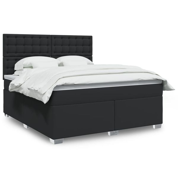 vidaXL Boxspring posteľ s matracom čierna 180x200 cm umelá koža