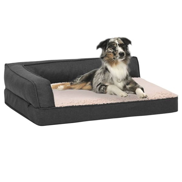vidaXL Ergonomický matrac pre psa 75x53 cm ľanový vzhľad flís tmavošedý