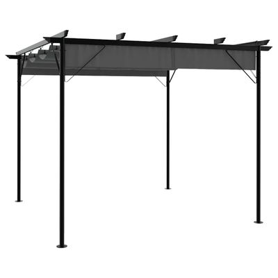 vidaXL Pergola so zaťahovacou strechou antracitová 3x3 m oceľ 180 g/m²