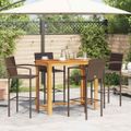 vidaXL 5-dielna záhradná barová súprava hnedá polyratan masívna akácia