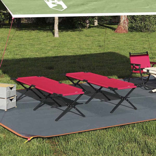 vidaXL Skladacia kempingová posteľ 2 pcs Červená 193 x 69 x 45 cm