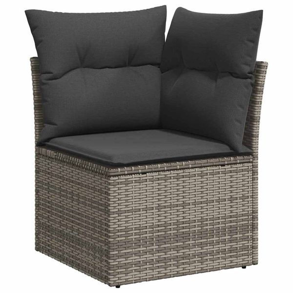 vidaXL Súprava záhradných pohoviek s vankúšom 9 pcs Sivá Poly ratan