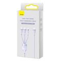 USB kábel 3v1 Baseus Flash Series 2, USB-C + micro USB + Lightning, 100 W, 1,5 m (fialový)